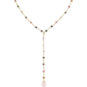 Collana Y Turmalina Stones  in Acciaio Placcato Oro