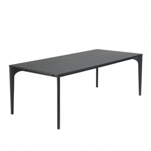 MADISON - Table à manger rect. 220x100cm noire pieds en chêne massif