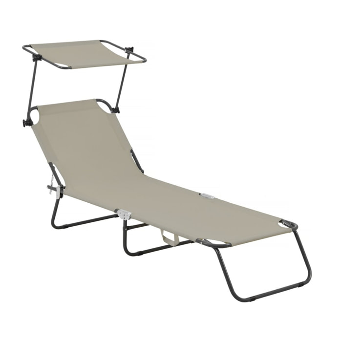 Bain de soleil pliable "Lazy" - Avec pare soleil - Taupe