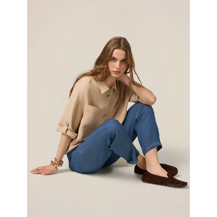 Oltre - Pantalones jogger de tencel - Azul
