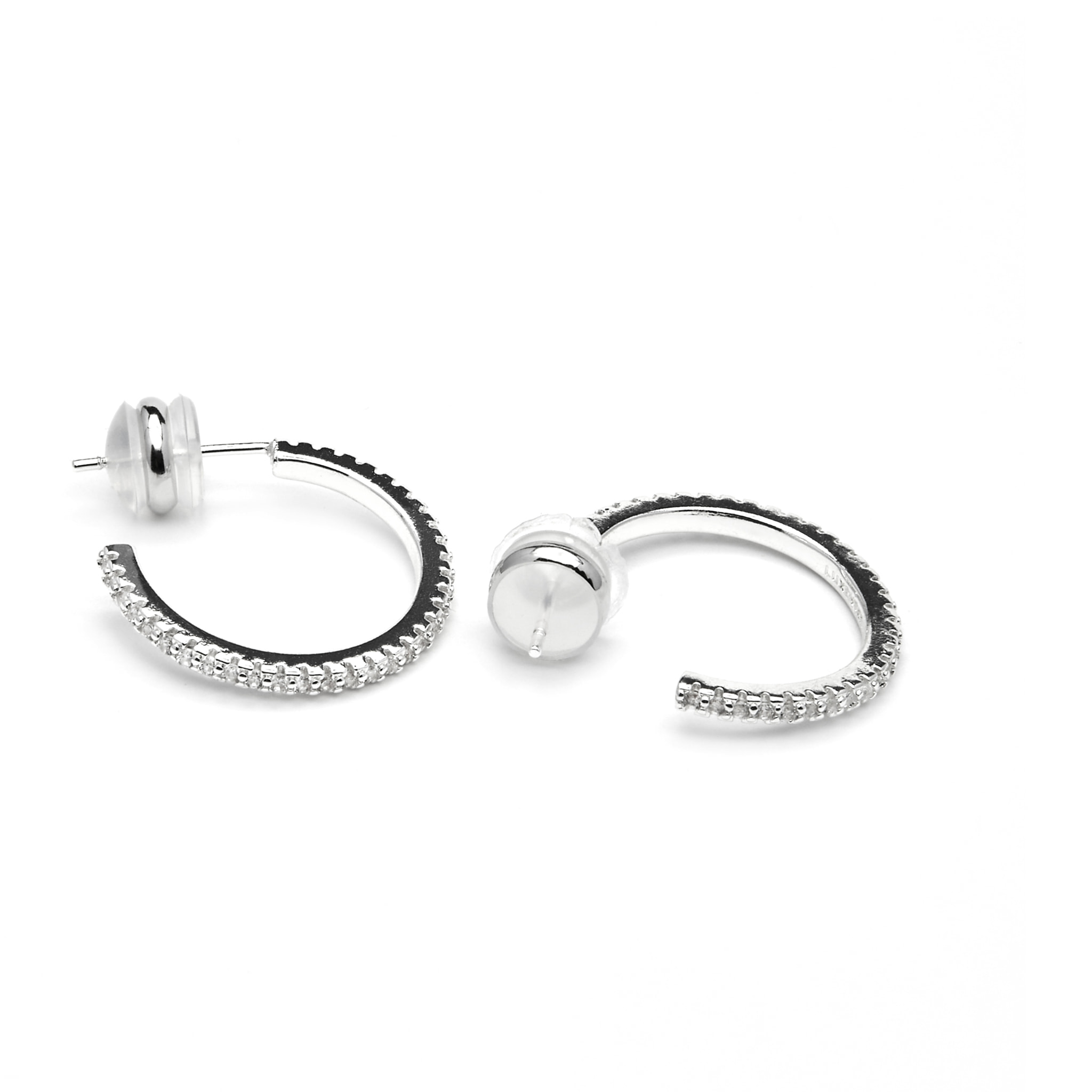 Pendientes de 21mm de diámetro acabado plata y Circonita Brillante