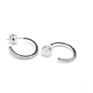 Pendientes de 21mm de diámetro acabado plata y Circonita Brillante