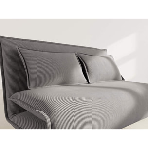 Candice - Banquette 2 places convertible clic-clac en velours côtelé - Gris foncé