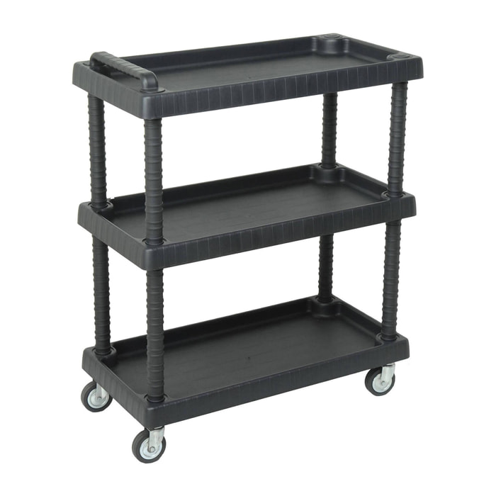 Carrello Vinci, Carrello multiuso, Carrello con ruote, Carrello portaattrezzi a 1 ripiano, 100% Made in Italy, 75x38h92 cm, Antracite
