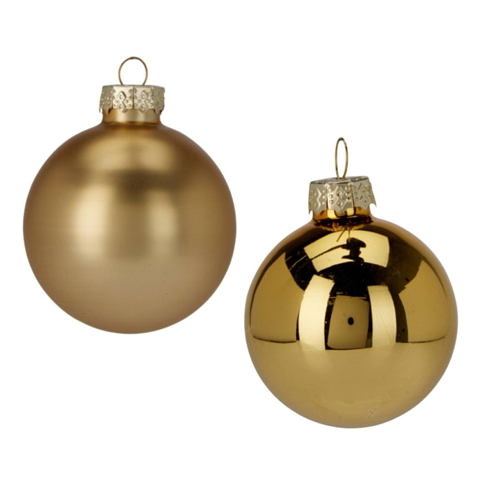 juego de 16 bolas de navidad color dorado - brillantes y mate