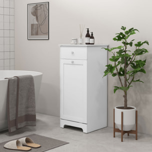 Meuble de salle de bain avec panier à linge, meuble de rangement avec tiroir - 40L x 40l x 90,5H cm - blanc