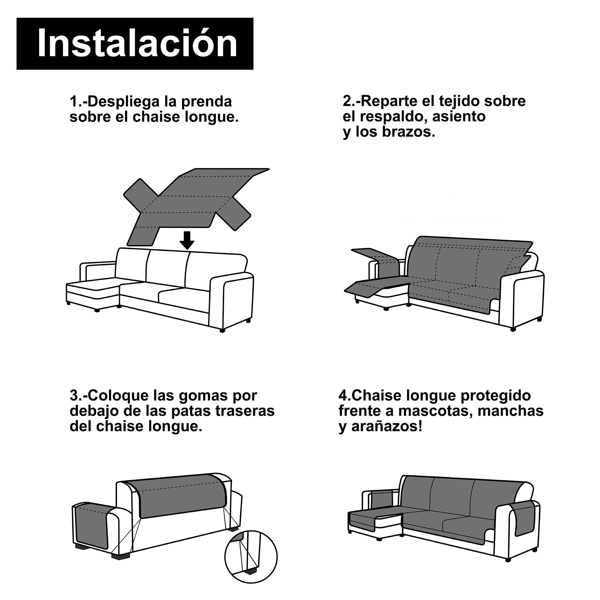 Cubre Sofá ACOLCHADO Chaise Longue modelo RAMOS