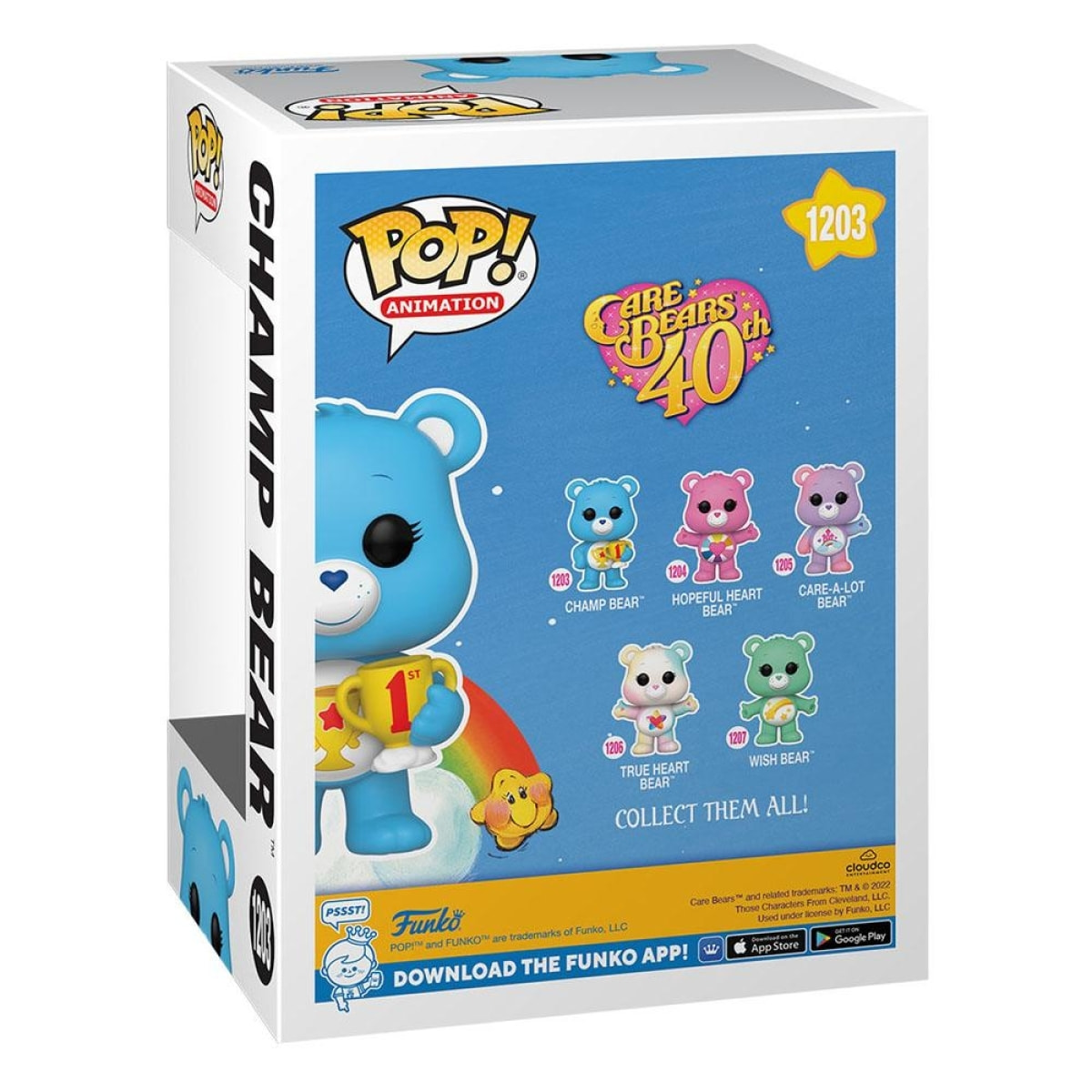 Care Bears 40th Anniversary Pop! Tv Vinile Figures Champ Bear 9 Cm Funko