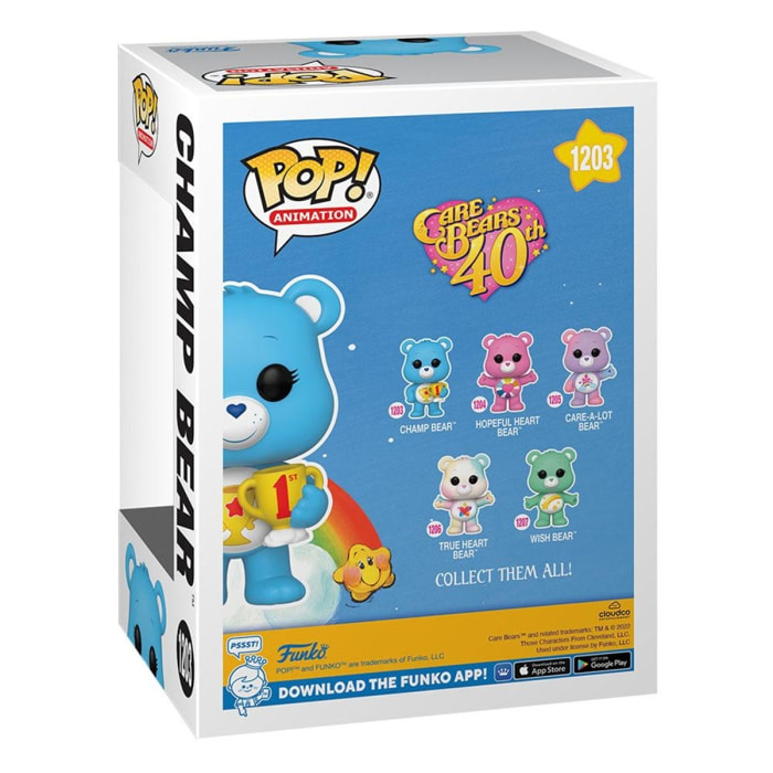 Care Bears 40th Anniversary Pop! Tv Vinile Figures Champ Bear 9 Cm Funko