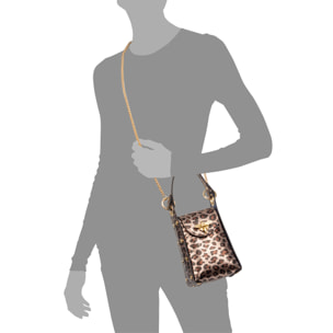 Alviano bolso de mano mujer. Piel auténtica Gamuza con estampado animal print leopardo lacada brillante.