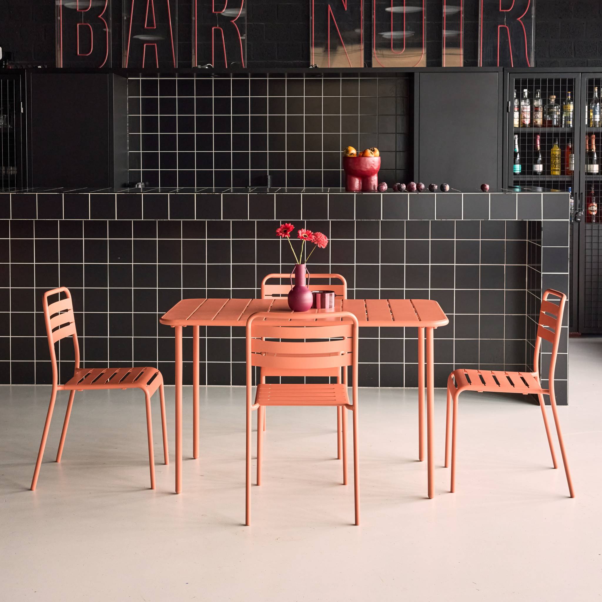 Table de jardin métal + 4 assises AMÉLIA