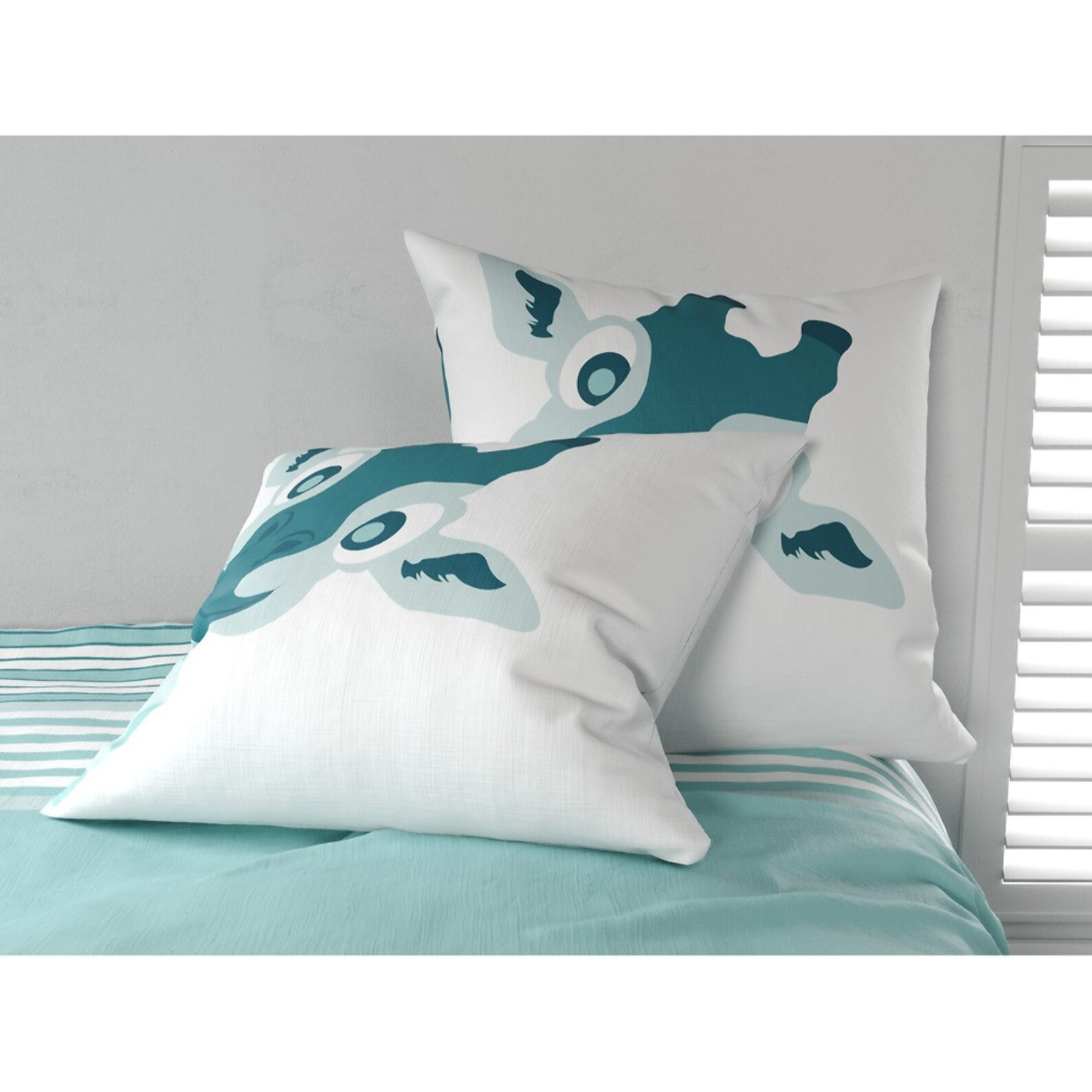 Parure De Housse De Couette 100% Coton 2pcs Louma - Bleu Canard