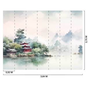 Papier peint panoramique fleuve asiatique Intissé