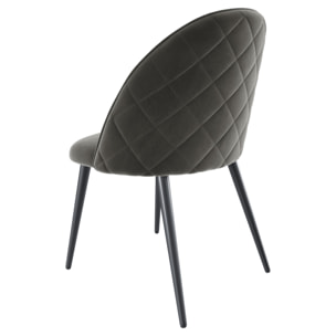 Set di 4 Sedie Imbottite Da Pranzo In Velluto Sedia Gambe In Metallo Nero Schienale Soggiorno Salotto Camera 43 x 47.5 x 80 Cm (Grigio)