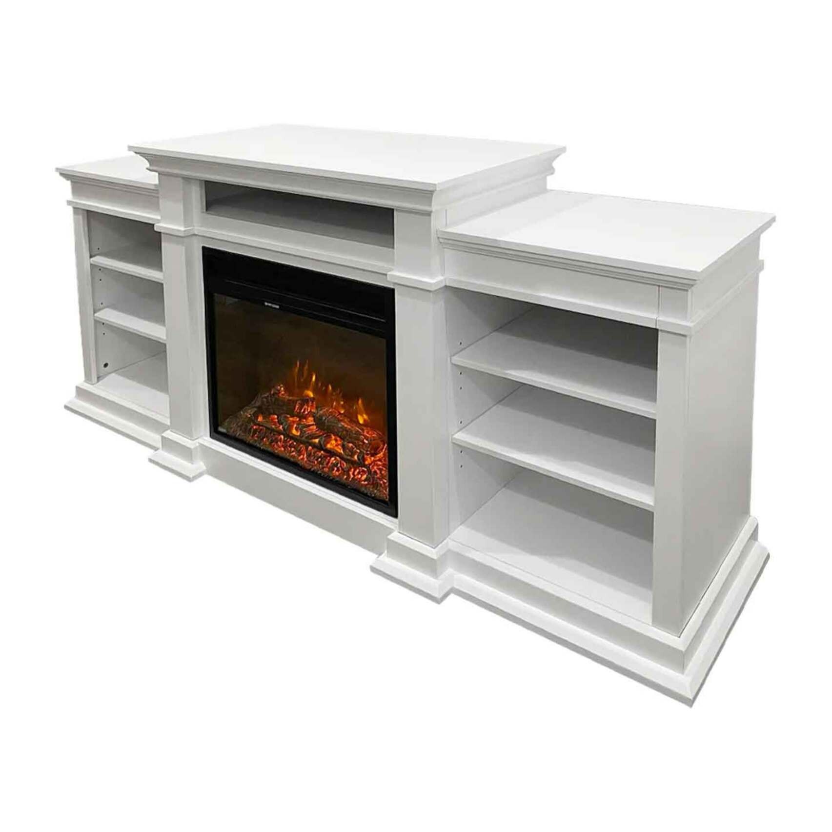 Biden - Camino elettrico da terra 179x48xH85 cm, effetto fiamma, colore bianco