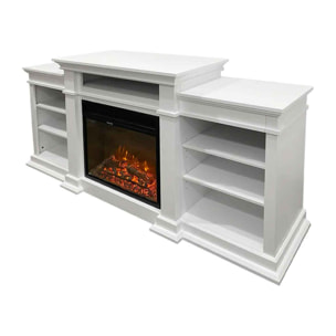 Biden - Camino elettrico da terra 179x48xH85 cm, effetto fiamma, colore bianco