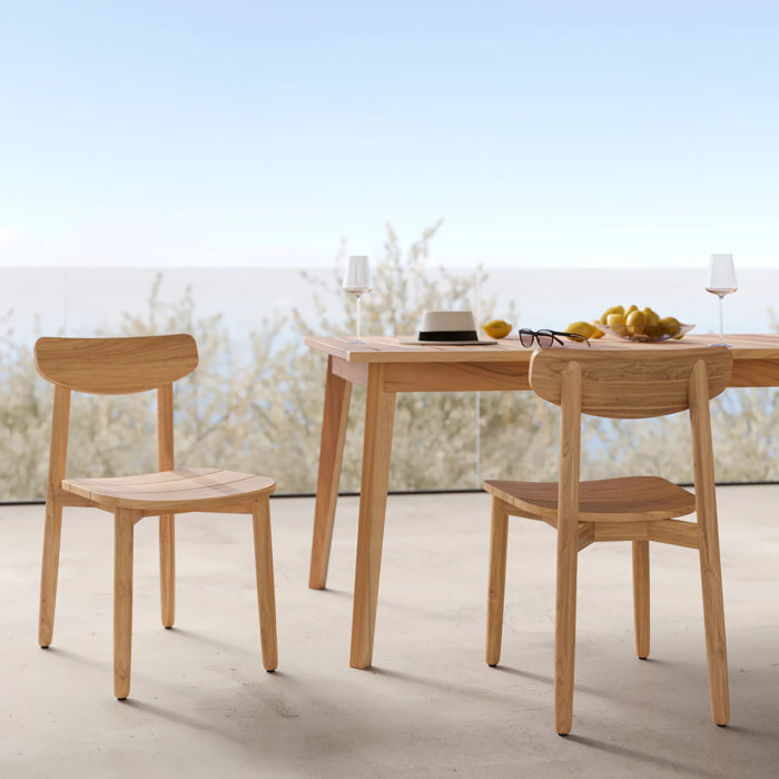 Lot de 2 chaises de jardin en bois de teck recyclé - Lufy