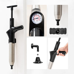 Déboucheur à air comprimé haute pression avec accessoires et manomètre 5 en 1 Jetpro InnovaGoods