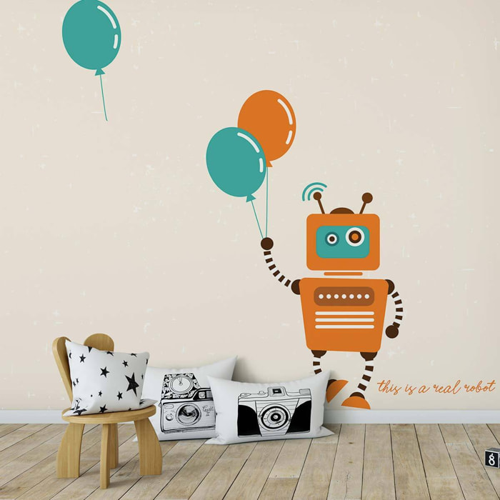 Papier peint enfant ballon robot Intissé