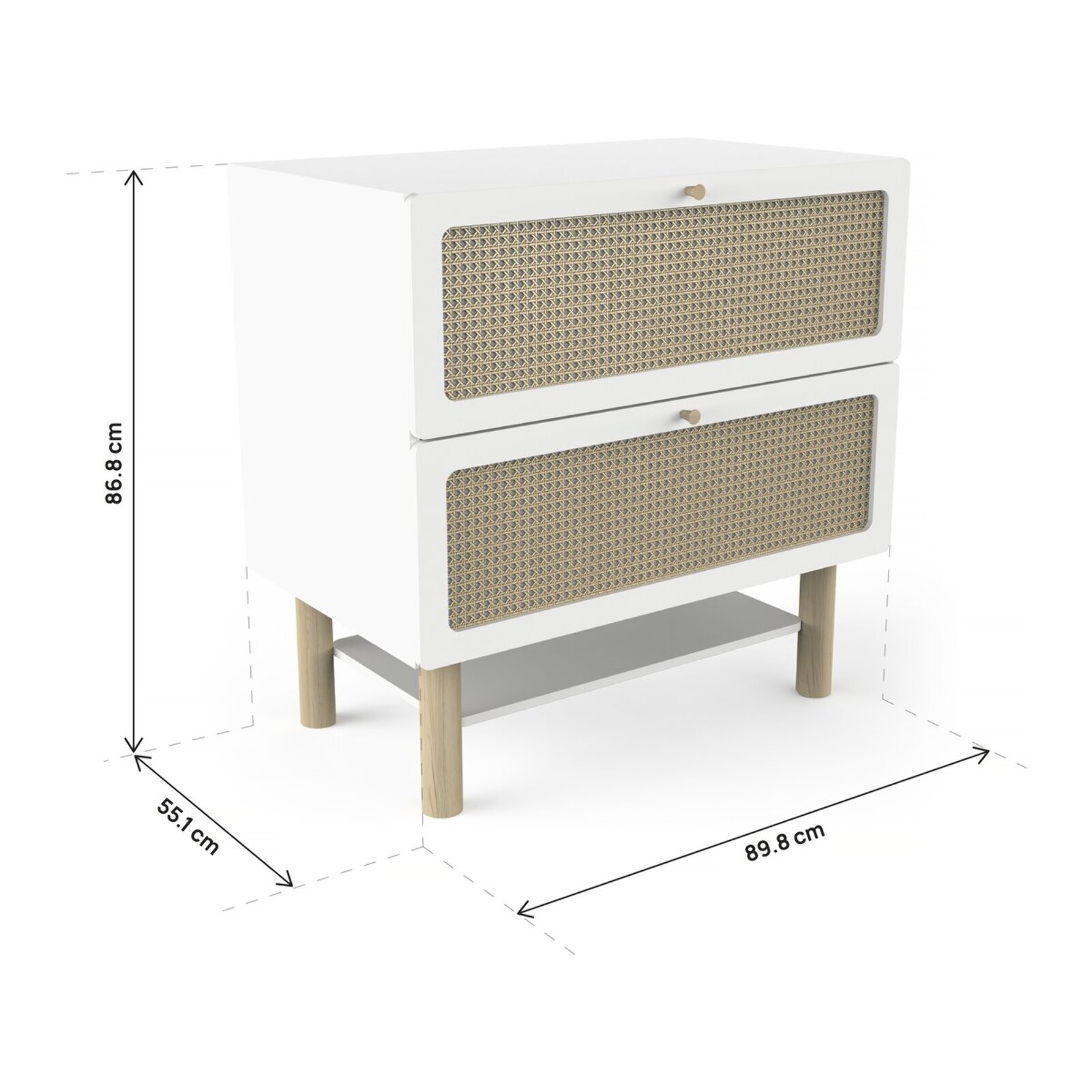 Commode bois enfant " Ochna " - 2 tiroirs - Blanc