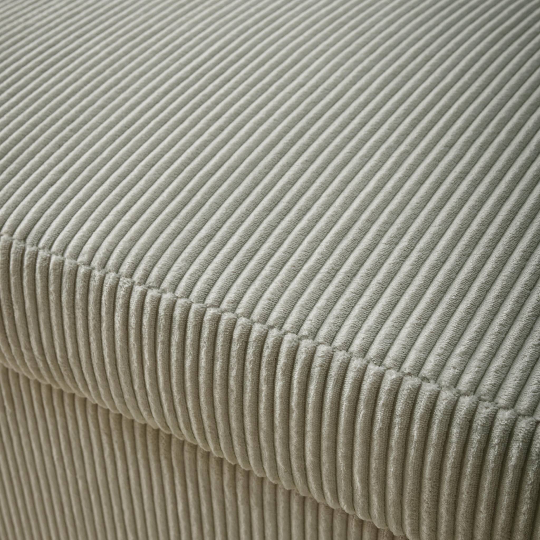 Canapé convertible arrondi 2 places velours côtelé gris clair L 168 x P 90 x H 88cm - Lino