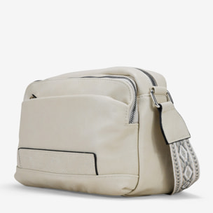 Bolso bandolera beige con asa étnica