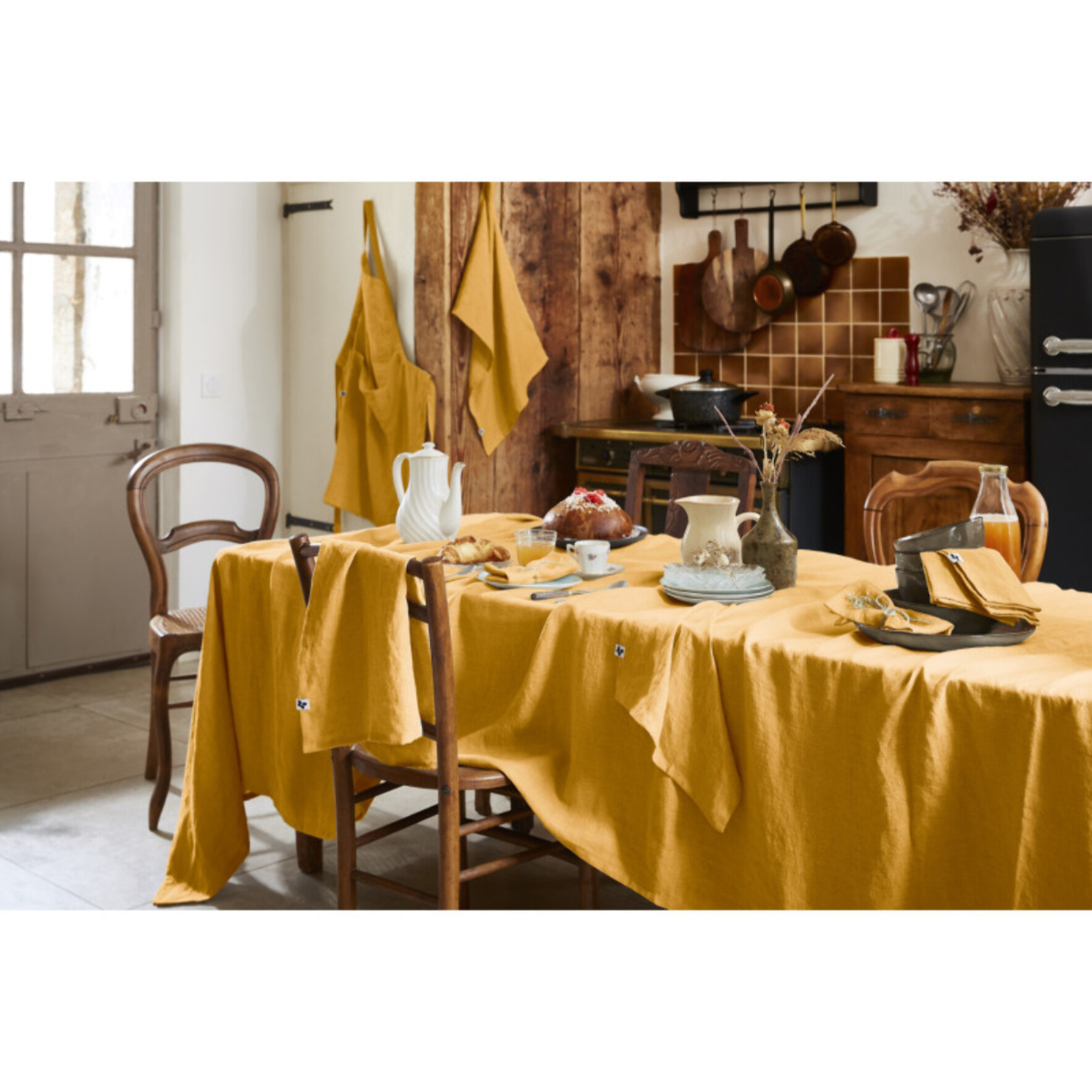 Lot de 3 serviettes de table "Soline" 40 x 40 cm Lin lavé - Couleur: Soline Miel