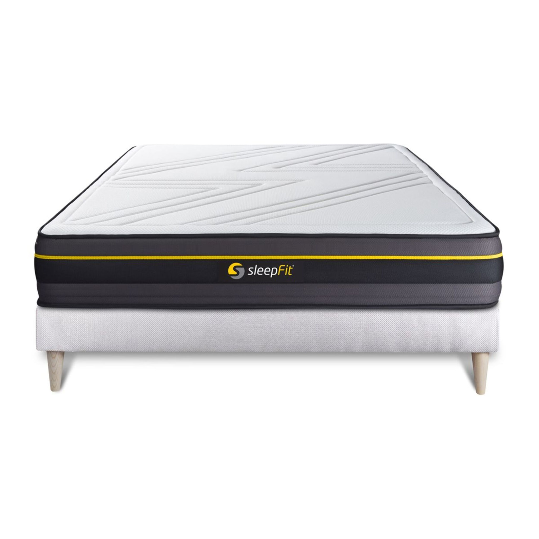 Ensemble Matelas Sommier 180x200 cm - Sommier Blanc (en kit) - Active