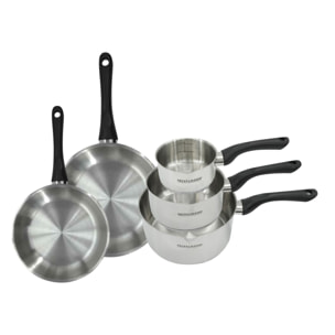 Set 2 poêles et 3 casseroles en inox Fackelmann Geneva