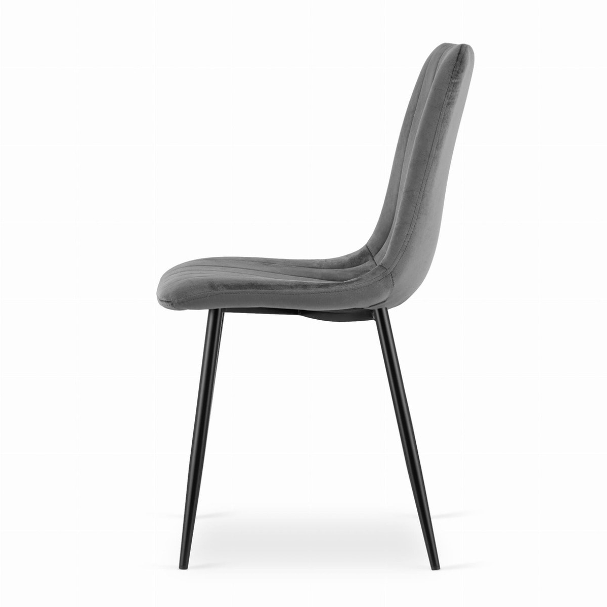 Sedia Lava in velluto grigio scuro e metallo nero