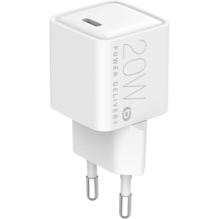 Chargeur ESSENTIELB 20W charge rapide USB-C Blanc compatible iPhone 17 16 15 Pro Max et Samsung Galaxy
