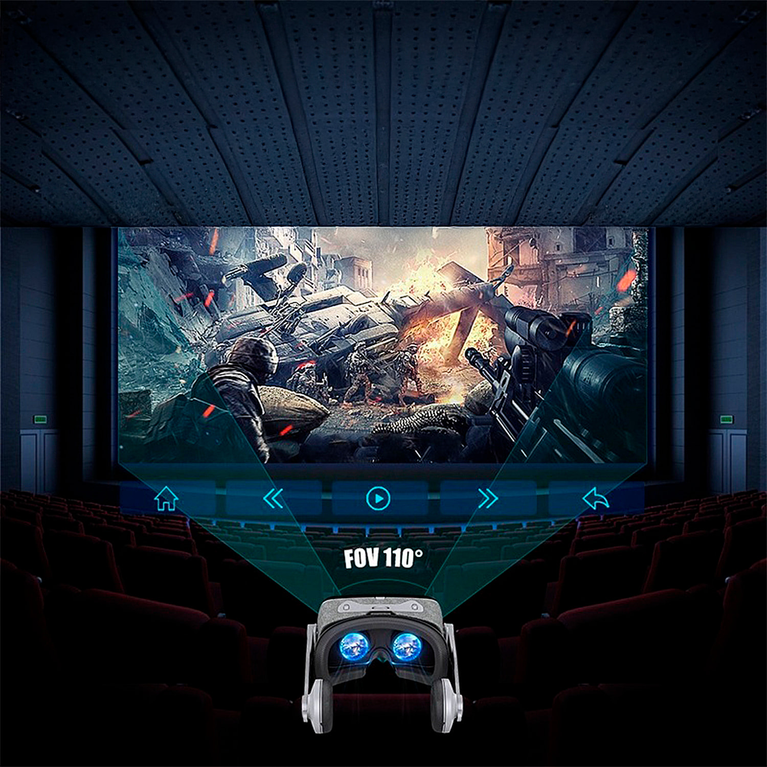 Occhiali da realtà virtuale G07E, angolo di visione di 110° e vista panoramica a 360°. Compatibili con IOS e Android.