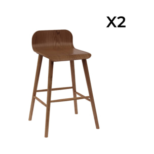 Tabouret de bar scandinave bois d'hévéa 67,5cm (lot de 2) CASSIA