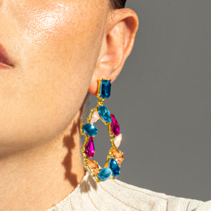 Pendientes de Lacado Blanco acabado en oro amarillo de 18k