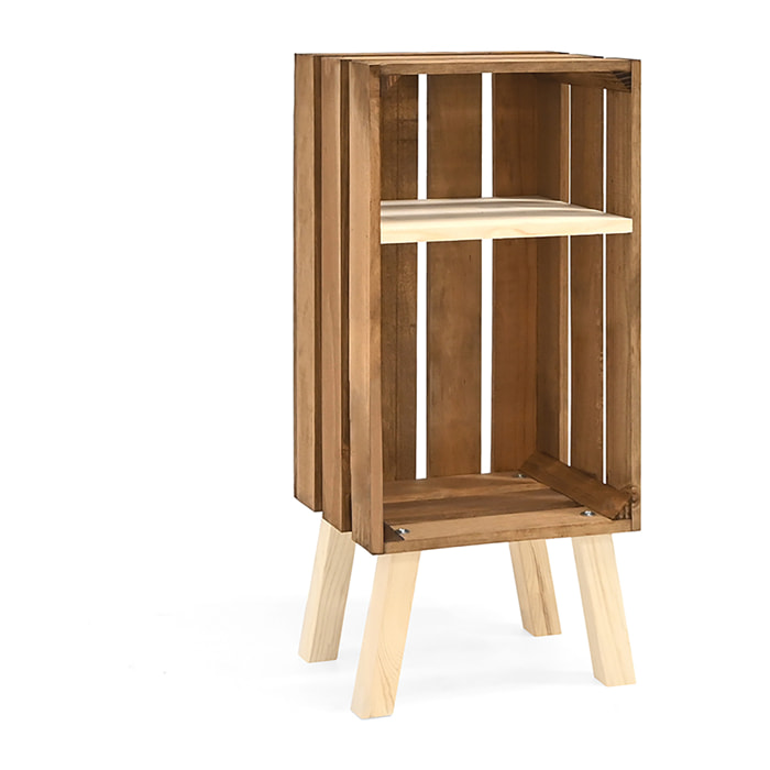 Table de chevet en bois massif ton chêne foncé 66x26cm Hauteur: 66 Longueur: 25.5 Largeur: 29.5