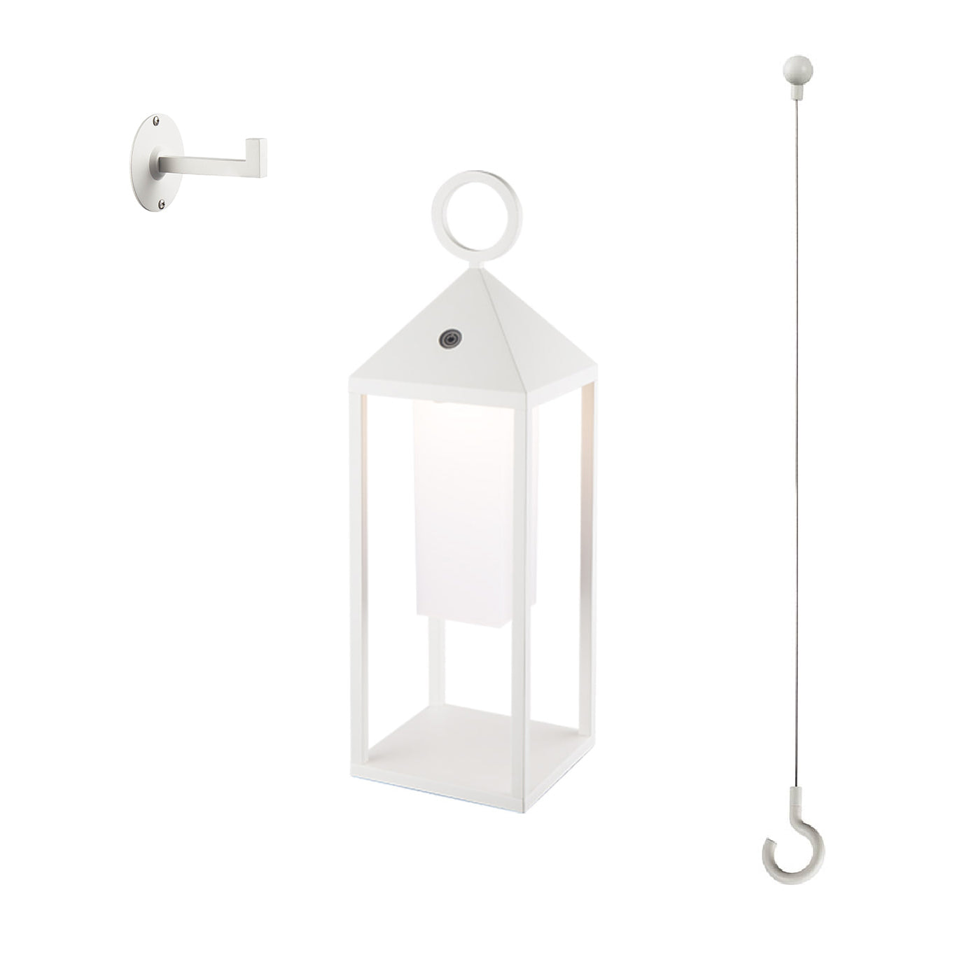 Lanterne design sans fil LED SANTORIN WHITE H47CM