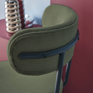 Lot de deux tabourets de bar assise rotative métal noir et tissu vert - L 50 x P 50 x H 92cm - Iris