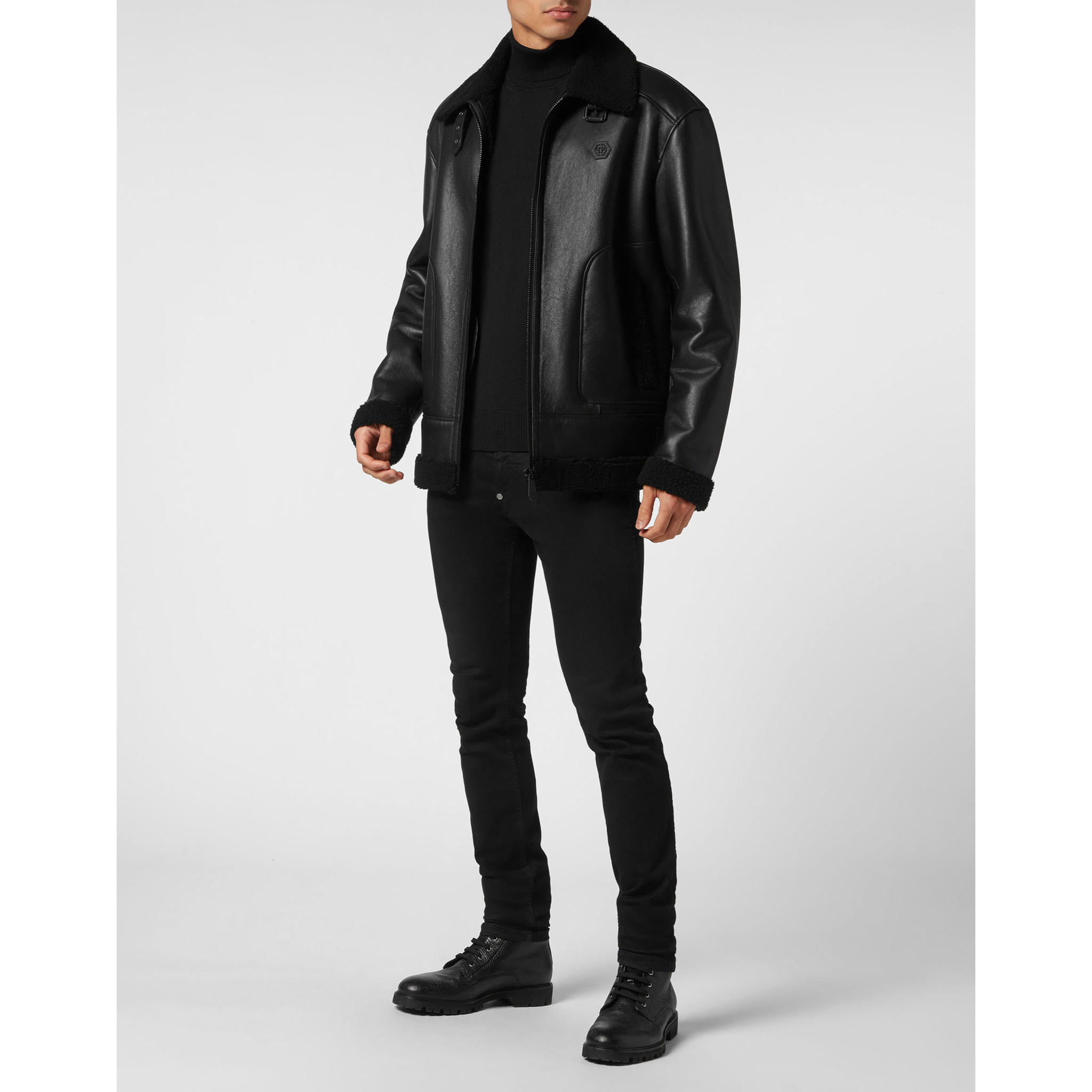 PHILIPP PLEIN Leather Jacket SKULL&BONES