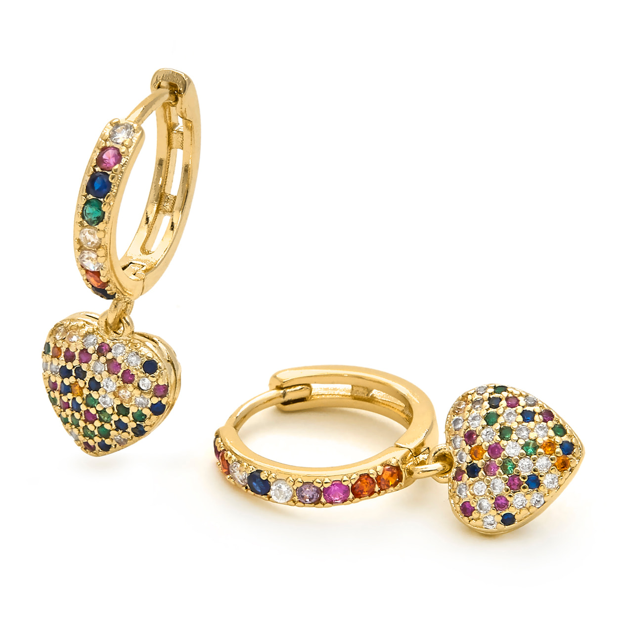 Pendientes de Circonita Multicolor acabados en oro amarillo de 18k