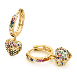 Pendientes de Circonita Multicolor acabados en oro amarillo de 18k