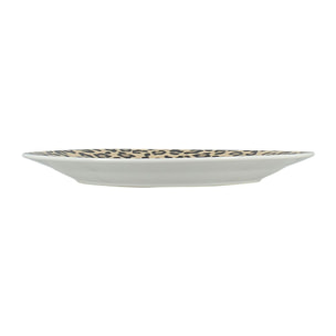 Lot de 6 assiettes plates léopard 26,5cm en porcelaine beige ANIMALS