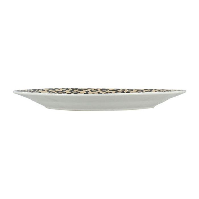Lot de 6 assiettes plates léopard 26,5cm en porcelaine beige ANIMALS