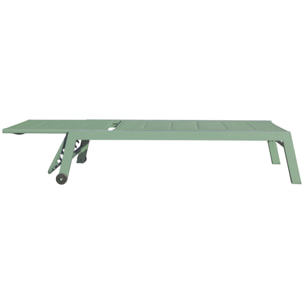 Lot de 2 bains de soleil BARBADOS en textilène vert sauge - aluminium vert sauge
