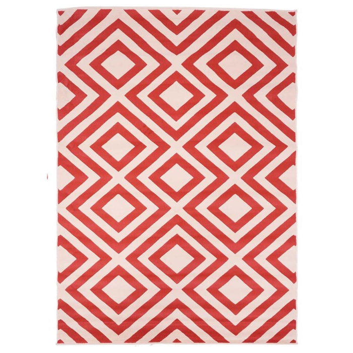 Petit tapis Begja rouge et blanc aux motifs géométriques scandinaves