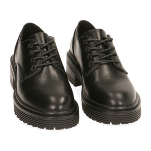 Zapatos de cordones negros, tacón 4,5 cm