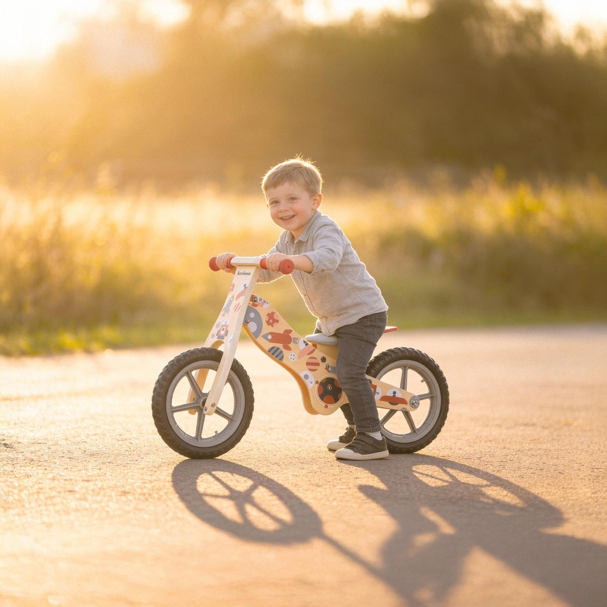 Bicicleta sin pedales COSMO BIKE bici infantil de madera diseño rojo