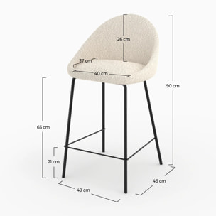 Chaise pour îlot central effet laine bouclette blanche 65 cm - Misty