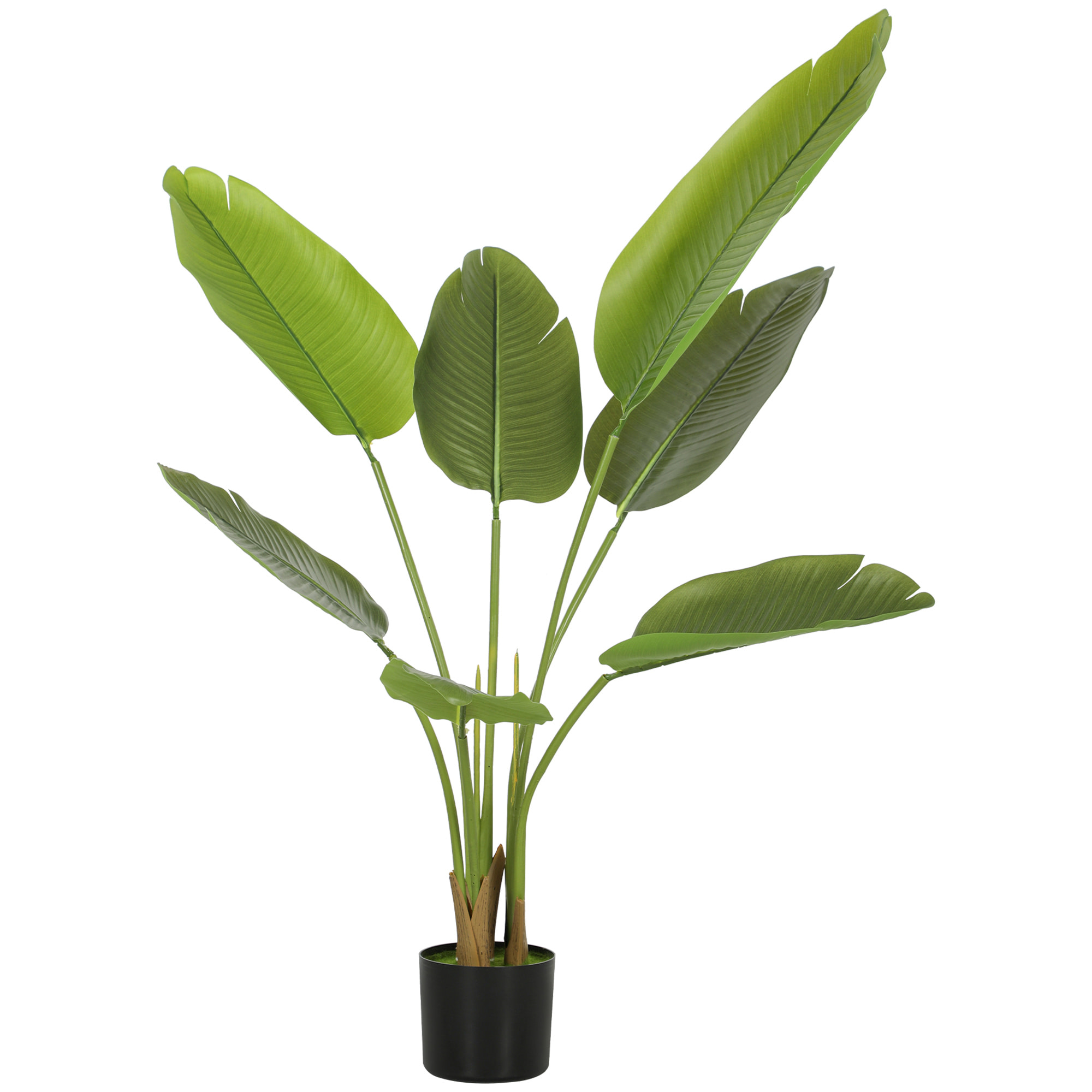 Planta Artificial Decorativa 109 cm Bananera Artificial con Maceta y Hojas para Interior Hogar Salón Oficina Verde