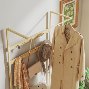 Perchero Zapatero Perchero Entrada Recibidor con 10 Ganchos Banco Zapatero Barra Superior y Compartimento para Pasillo Dormitorio 73,5x34x171 cm Natural