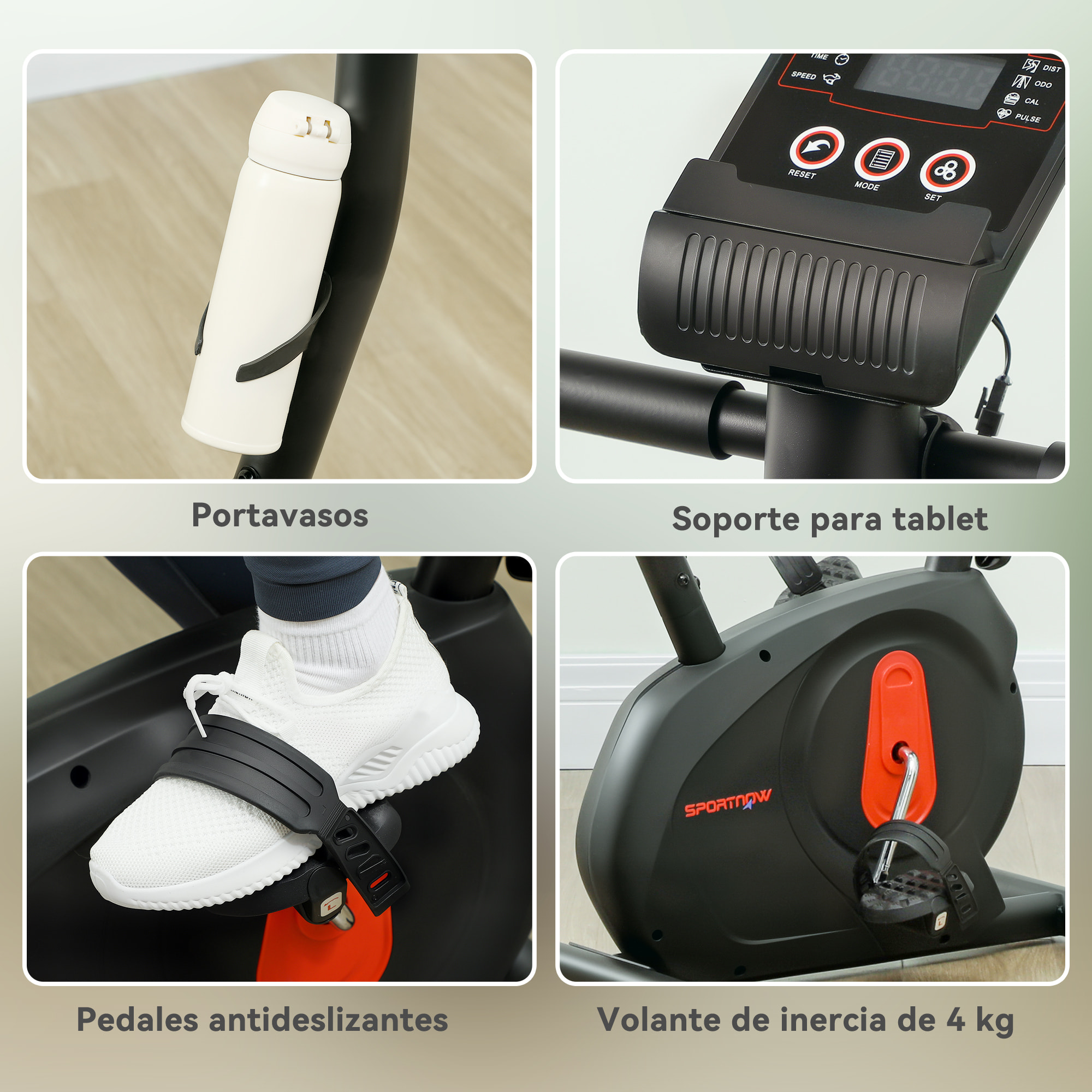 Bicicleta Estática en Casa con Resistencia Magnética Ajustable Bici Estática Silenciosa con Volante Sensor de Frecuencia Asiento Regulable Pantalla LCD y Soporte de Teléfono Carga 100 kg